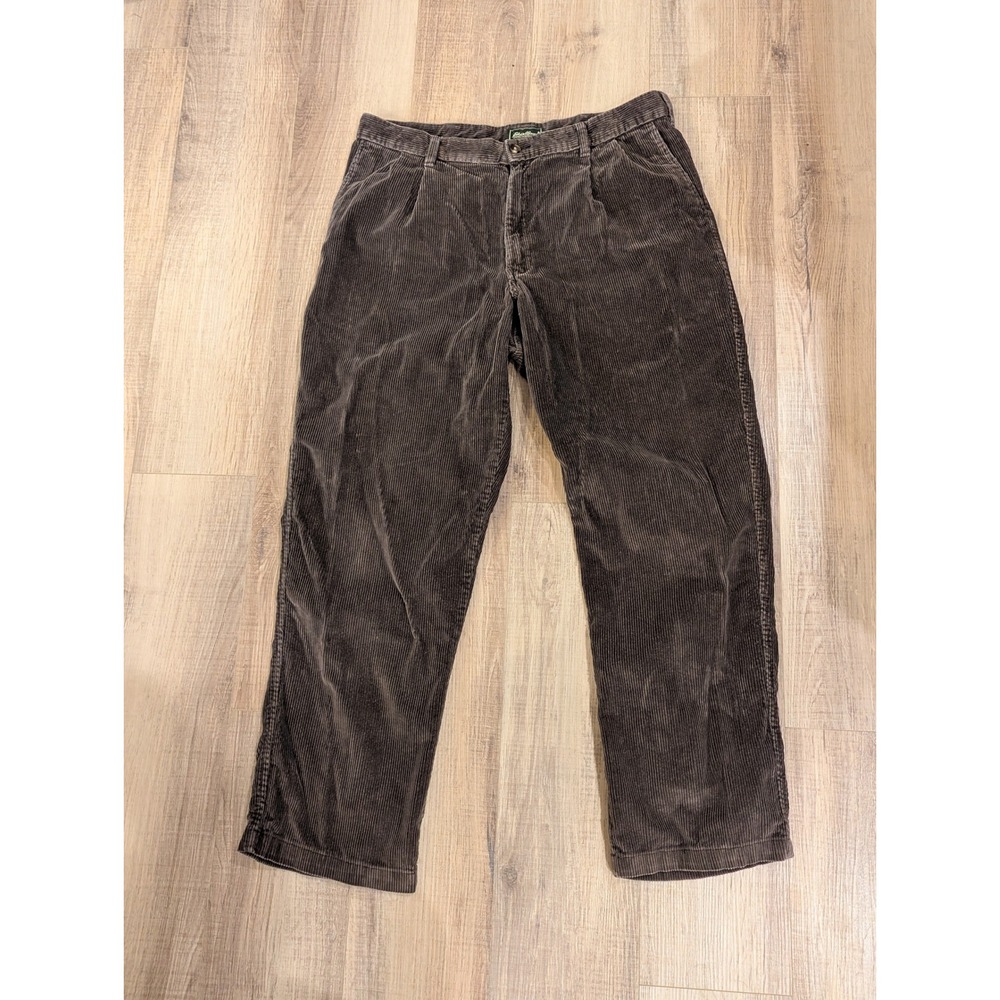 Vintage 1999 Eddie Bauer Corduroy Pants Mens 38x32 Brown Relaxed Fit Y2K